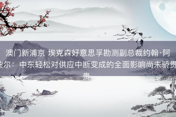 澳门新浦京 埃克森好意思孚勘测副总裁约翰·阿迪尔：中东轻松对供应中断变成的全面影响尚未骄贵。