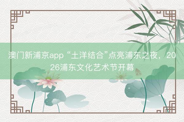 澳门新浦京app “土洋结合”点亮浦东之夜，2026浦东文化艺术节开幕