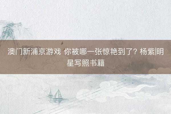 澳门新浦京游戏 你被哪一张惊艳到了? 杨紫|明星写照书籍