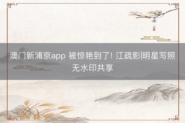 澳门新浦京app 被惊艳到了! 江疏影|明星写照无水印共享